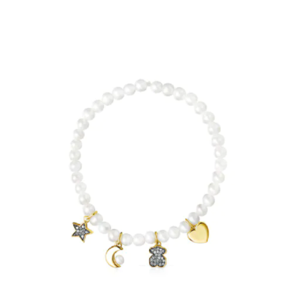 Silver TOUS Nocturne pearl silver and diamond bracelet