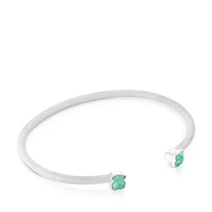 Silver TOUS Fine Silver Mesh Color Bracelet with Amazonite