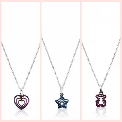 Alloy TOUS Bickie 925 Sterling Silver Blue Star IP Steel Necklace