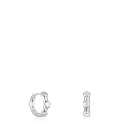 Silver Bold Motif flower motif Hoop earrings.TOUS Silver