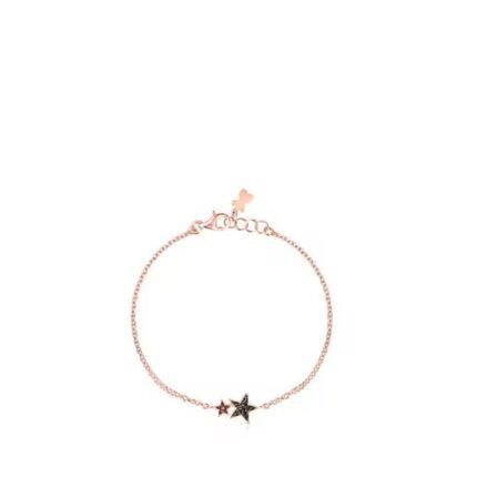 Rose Silver Vermeil Teddy Bear Stars Bracelet with Spinel and Ruby.TOUS silver