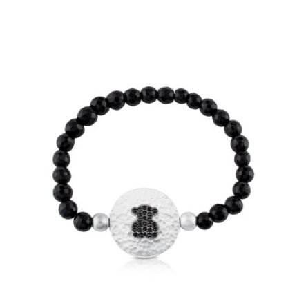 Silver Rupp Bear Bracelet with Onyx and Spinel.TOUS Silver