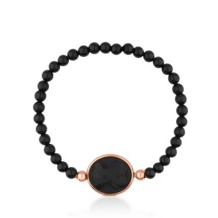 Rose Vermeil Silver Camee Bracelet with Onyx.TOUS silver