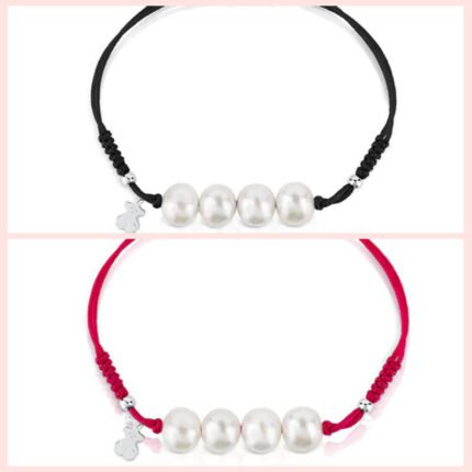 Silver TOUS Pearls Bracelet with Bear motif.TOUS silver