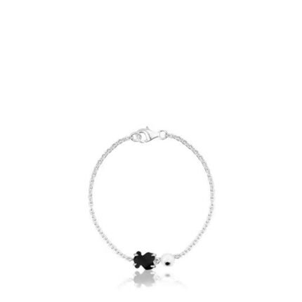 Silver Erma Bracelet with Onyx, Pearl ans Spinel.TOUS Silver