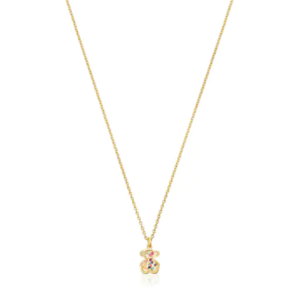 Silver vermeil Areia Necklace with multicolored gemstones,TOUS Silver