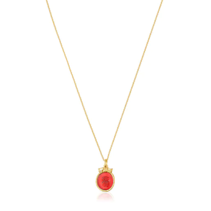 Silver vermeil Oceaan Color cameo Necklace with pink glass.TOUS Silver